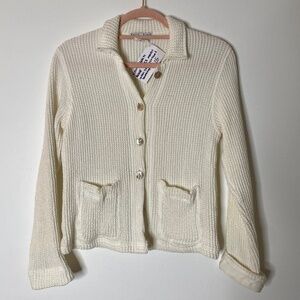 WHITE HOUSE BLACK MARKET VINTAGE Textured Linen Cotton Sweater Size Small